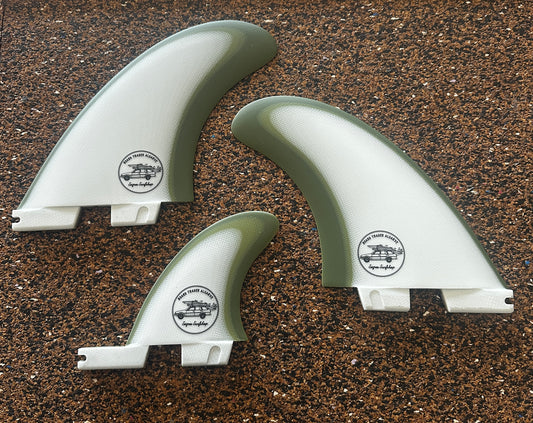 Direct surf fins twin fins upright with trailer