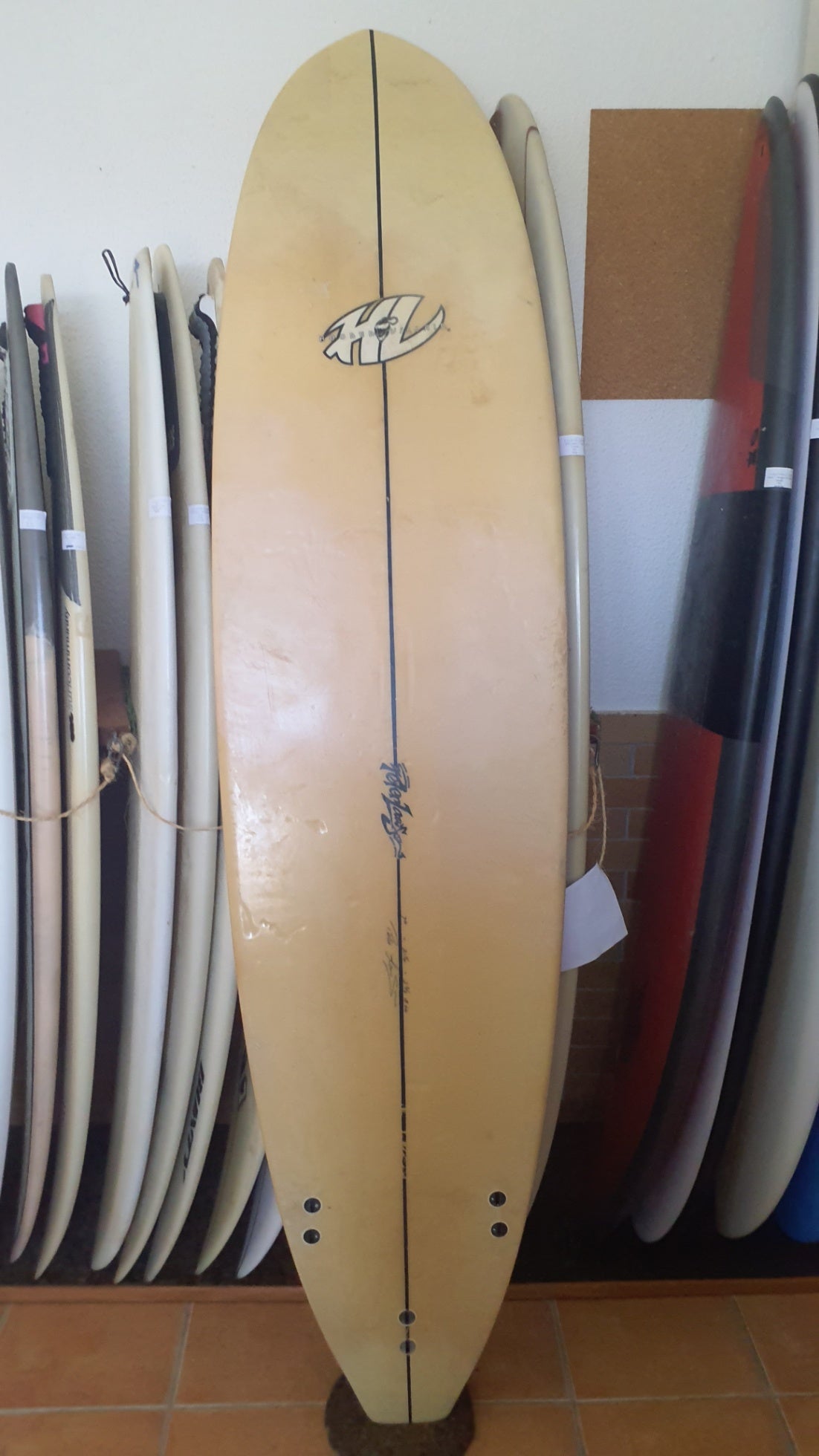 Used Surfboard 7'4'' Peter LawsonMalibu 50estL Bottom View